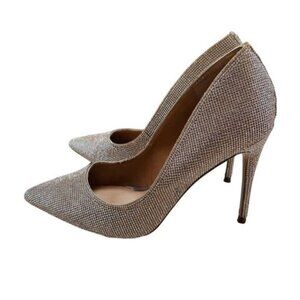 Steve Madden Stiletto Shoes Womens 10 Daisie Silver Glitter Wedding Party Pumps